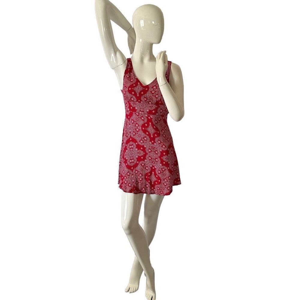 Red Patterned Mini Dress - Picture 3 of 15